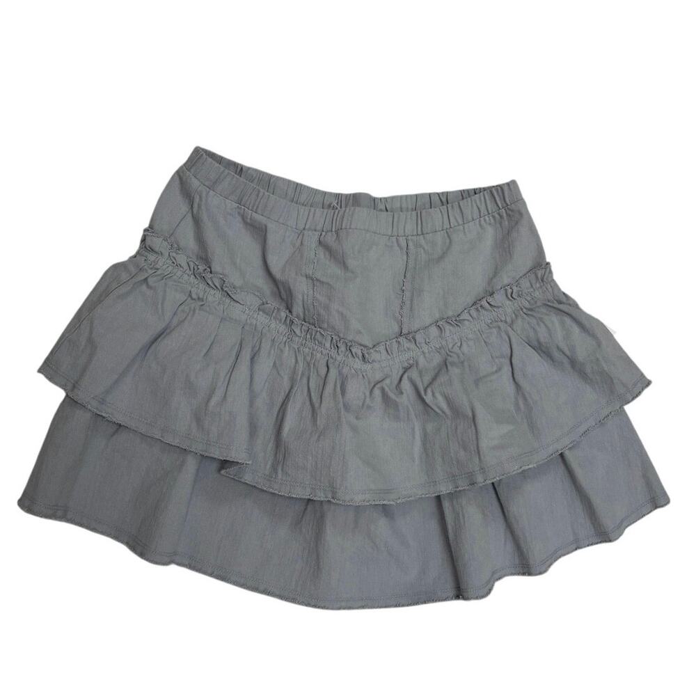 Kirious Blue Gray Ruffle Tiered Mini Skirt Y2K Retro Fit NWT 🤍 Size M✨